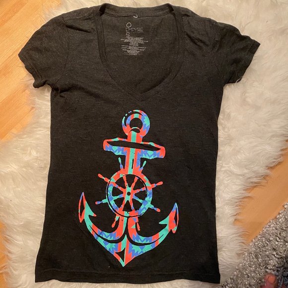 Empire V-neck Anchor Shirt - Charcoal Gray Aztec S - Picture 2 of 7